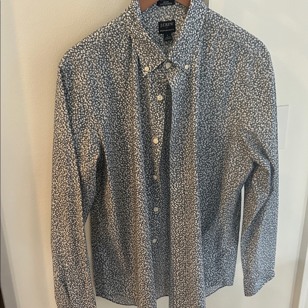 J. Crew Blue and White Patterned shirt